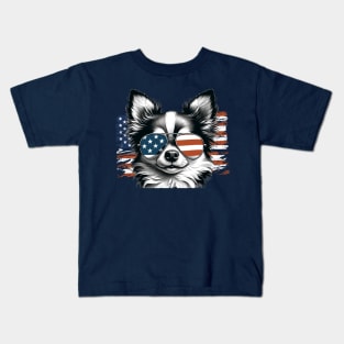 Chihuahua Sunglasses American Flag 4th of July Kids T-Shirt